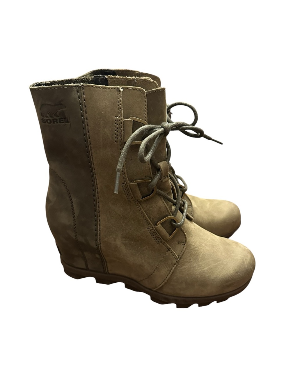 SOREL WOMEN'S JOAN OF ARCTIC WEDGE II LEATHER BOOT LACE UP sz 8.5
